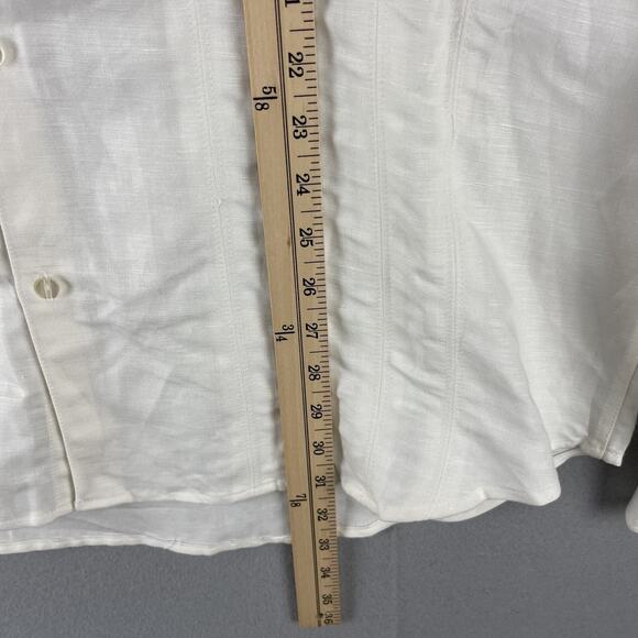 Havana Linen Blend Shirt Mens XXL Ivory Button Up Guayabera Tropical Aloha NEW - Picture 7 of 12